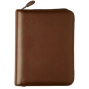 Desk size - Personal Organiser - Armorhide Leather Binder - Zippered - Dark Tan - 1PPD April 13