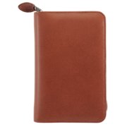 Portable size - Personal Organiser - Armorhide Leather Binder - Zippered - Dark Tan - 2PPD Oct 13
