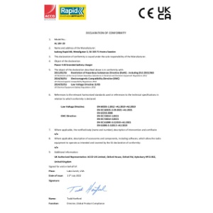 Power 4 All Alliance AL 18V-20 charger CE UKCA Declaration - July 2022 (DS)