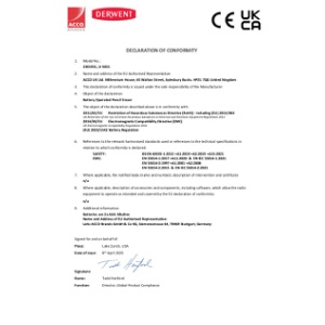 Derwent Battery Operated Eraser CE UKCA Declaration - 2025 April (DS)
