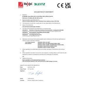 IQ OptiMax Home Office 225 P5 Small Office 350 P5 Office P4 P5 Momentum ShredMax 6M 8M 10M 15X CE UKCA declaration (DS)