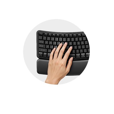 Ergonomic Wave Design Keyboard with Built-In Wrist Rest