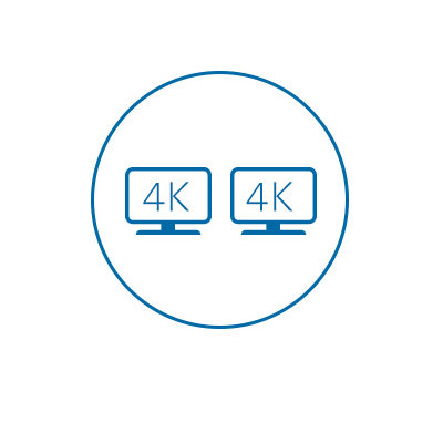 פלט וידאו כפול 4K (HDMI 2.0 ו- DP 1.2 @ 60Hz)