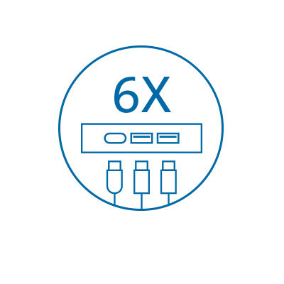 Six USB Ports (USB-A and USB-C)