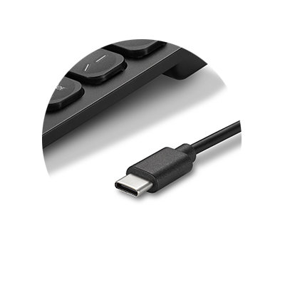 Teclado compacto con cable Simple Solutions™ con conector USB-C, Teclados