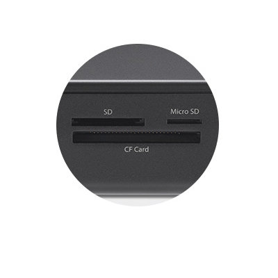 Built-in SSD Slot (SSD not included) and SD Card Readers