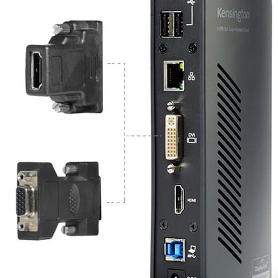 Connect two additional screens with 1 DVI Out & 1 HDMI Out