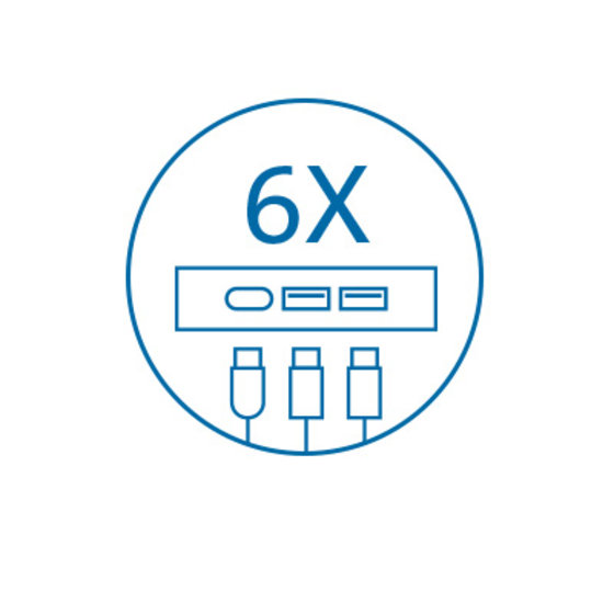 Six USB Ports (USB-A and USB-C)