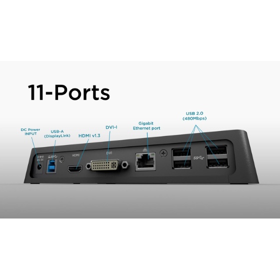 Kensington Universal USB 3.0 Docking Station - Dual Display Dock For Laptop With HDMI, VGA, 6 USB Ports