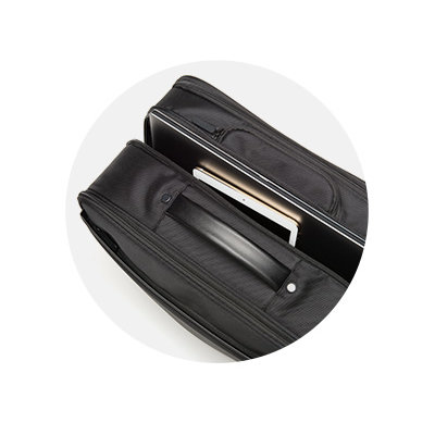 Laptop compartment with drop protection