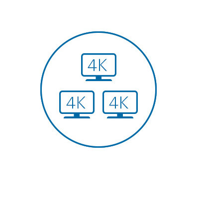 Drievoudige 4K-video-output (HDMI of DP++)