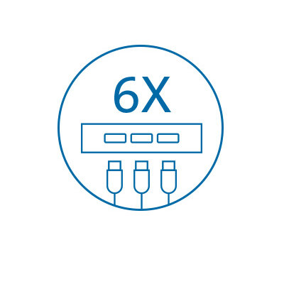 Six USB Ports (USB-A and USB-C)