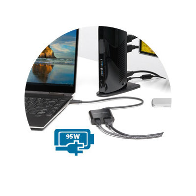 Versorgt USB-C Laptops mit bis zu 95 W Ladestrom.