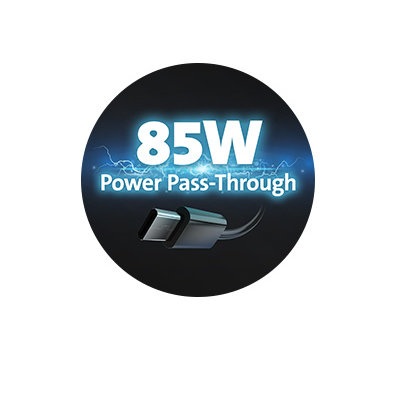 Stödjer upp till 85W Power Pass-Through